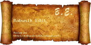 Babusik Edit névjegykártya